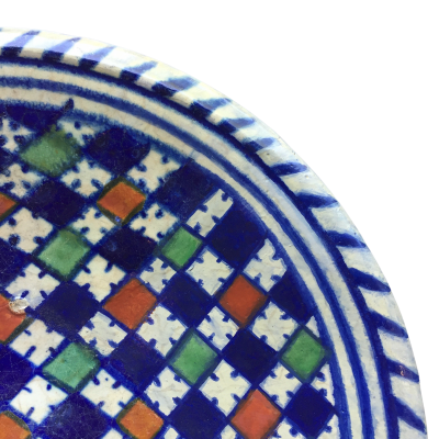 Rare Dutch maiolica plate with checkerboard motif early 17th century