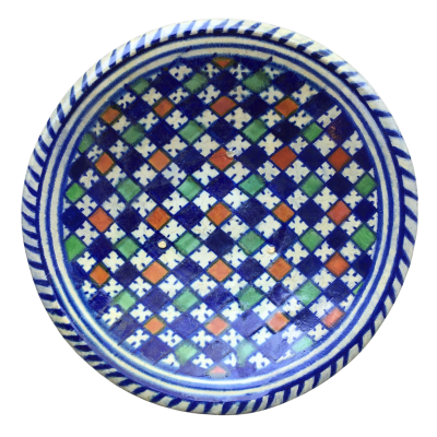 Rare Dutch maiolica plate with checkerboard motif early 17th century