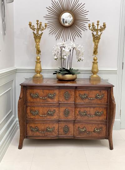 Rare Early 18th Century Louis XV Provincial Burr Elm Mazarin Commode