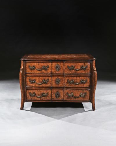 Rare Early 18th Century Louis XV Provincial Burr Elm Mazarin Commode