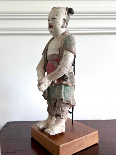 Rare Early Korean Buddhist Boy Attendant Figure Dongja Joseon Dyasty