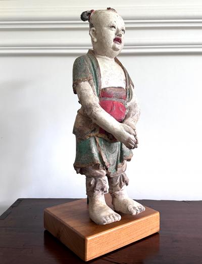 Rare Early Korean Buddhist Boy Attendant Figure Dongja Joseon Dyasty