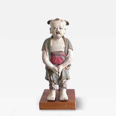 Rare Early Korean Buddhist Boy Attendant Figure Dongja Joseon Dyasty