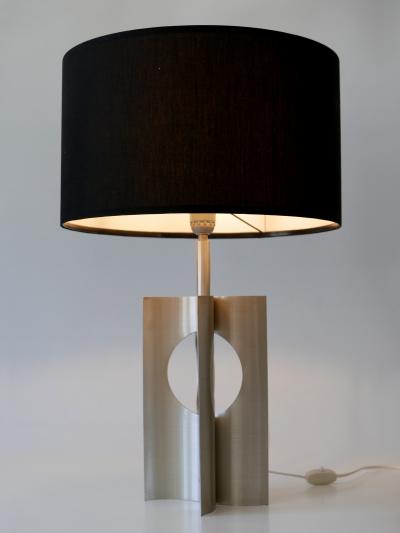 Rare Elegant Mid Century Modern Brushed Aluminum Table Lamp France 1970s
