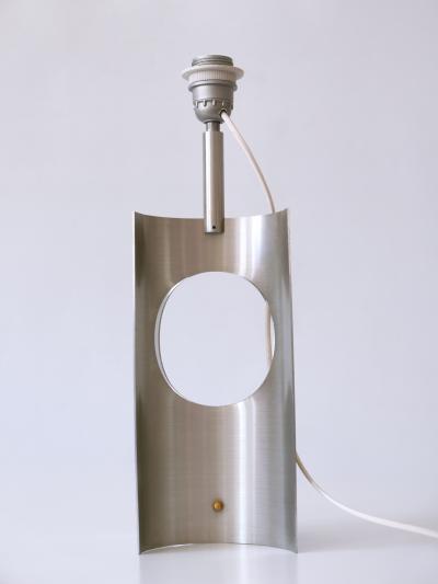 Rare Elegant Mid Century Modern Brushed Aluminum Table Lamp France 1970s