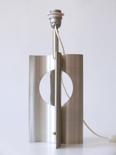 Rare Elegant Mid Century Modern Brushed Aluminum Table Lamp France 1970s