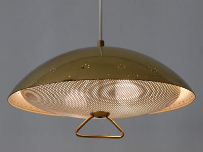 Rare Elegant Mid Century Modern Perforated Metal Pendant Lamp Germany 1950