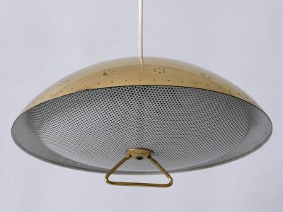 Rare Elegant Mid Century Modern Perforated Metal Pendant Lamp Germany 1950