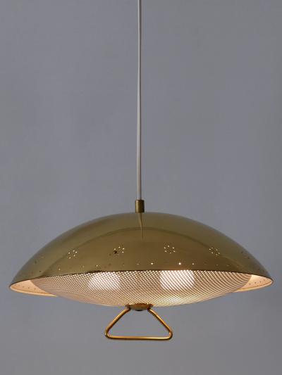 Rare Elegant Mid Century Modern Perforated Metal Pendant Lamp Germany 1950
