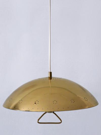 Rare Elegant Mid Century Modern Perforated Metal Pendant Lamp Germany 1950