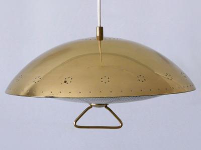 Rare Elegant Mid Century Modern Perforated Metal Pendant Lamp Germany 1950