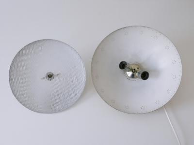 Rare Elegant Mid Century Modern Perforated Metal Pendant Lamp Germany 1950