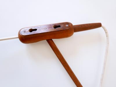Rare Elegant Mid Century Modern Rattan Teak Wall Lamp Scandinavia 1960s