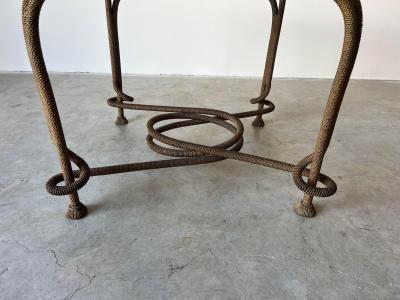 Rare Emilio Rey Gilded Metal Scalloped Glass Top Side Table Spain 70s