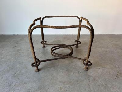 Rare Emilio Rey Gilded Metal Scalloped Glass Top Side Table Spain 70s