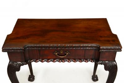 Rare English George III Antique Mahogany Card Game Table circa 1760