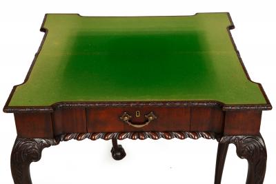 Rare English George III Antique Mahogany Card Game Table circa 1760