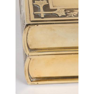 Rare English Silver Gilt Book Form Chess and Backgammon Game Board circa 1976