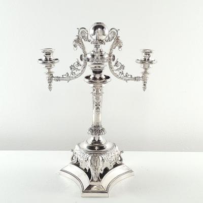Rare English Silver Plated Partial Candelabra in the Indian Style circa 1860