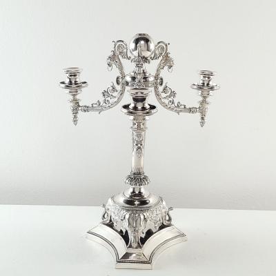 Rare English Silver Plated Partial Candelabra in the Indian Style circa 1860