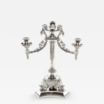 Rare English Silver Plated Partial Candelabra in the Indian Style circa 1860