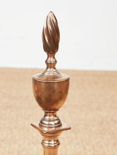 Rare Engraved Federal Bell Metal Andirons