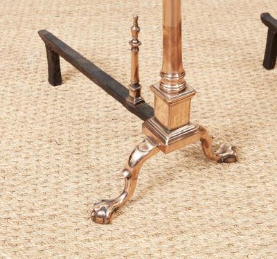 Rare Engraved Federal Bell Metal Andirons