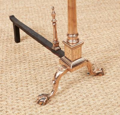 Rare Engraved Federal Bell Metal Andirons