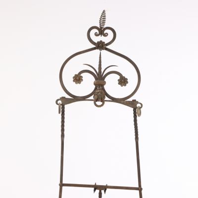 Rare French Art Nouveau Wrought Iron Adjustable Easel C 1900