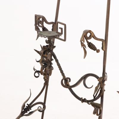Rare French Art Nouveau Wrought Iron Adjustable Easel C 1900