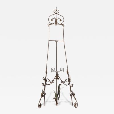 Rare French Art Nouveau Wrought Iron Adjustable Easel C 1900