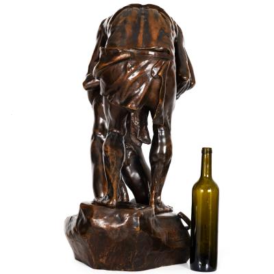 Rare French Bronze Sculpture Return of Prodigal Son by Ernest Dubois