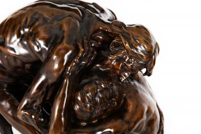 Rare French Bronze Sculpture Return of Prodigal Son by Ernest Dubois