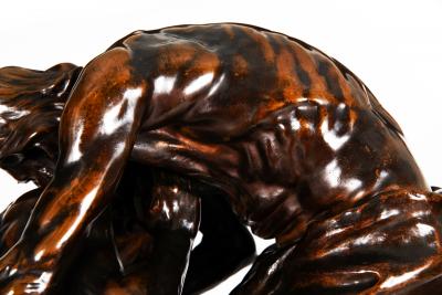 Rare French Bronze Sculpture Return of Prodigal Son by Ernest Dubois