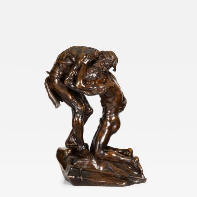 Rare French Bronze Sculpture Return of Prodigal Son by Ernest Dubois