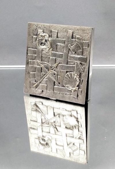 Rare French Line Vautrin Silvered Bronze Holopherne Box