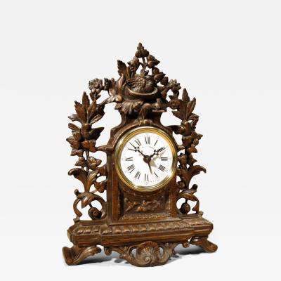 Rare French Old Brown Colour Gild Cast iron Alarm mantel Clock