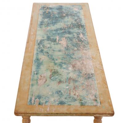 Rare French Painted Pine Farm Table 19th C 