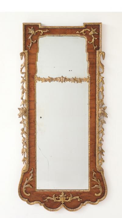 Rare George II Walnut and Parcel Gilt Mirror c 1740