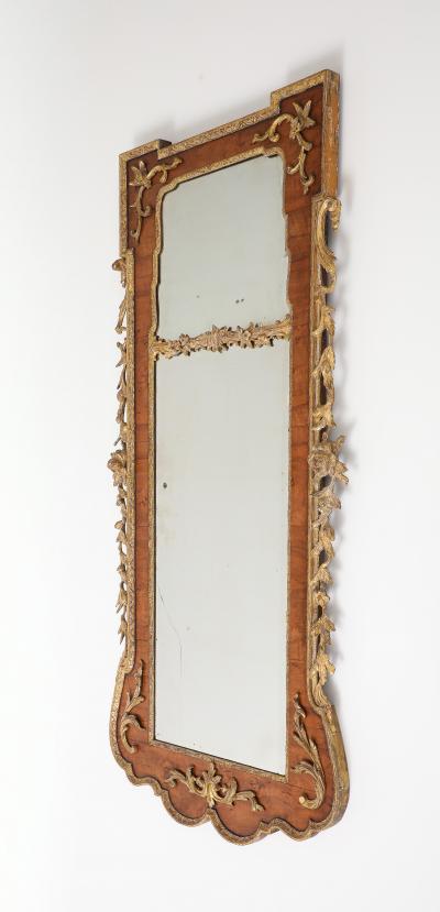 Rare George II Walnut and Parcel Gilt Mirror c 1740