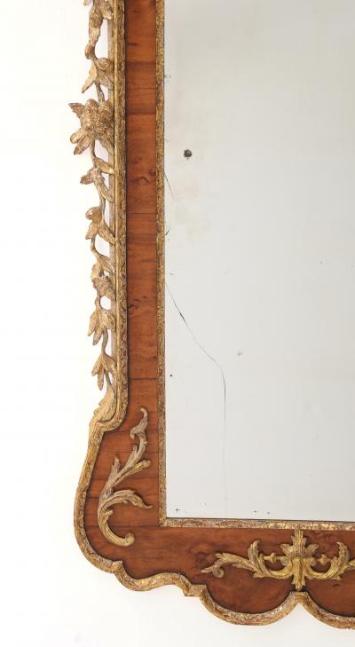 Rare George II Walnut and Parcel Gilt Mirror c 1740