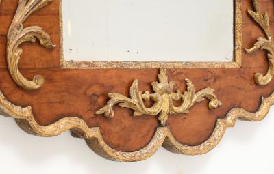 Rare George II Walnut and Parcel Gilt Mirror c 1740