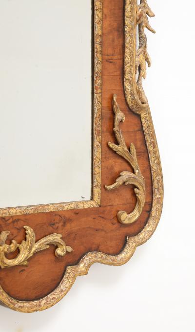 Rare George II Walnut and Parcel Gilt Mirror c 1740