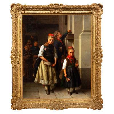 Rare German Antique Painting After Church by Karl Friedrich Boser circa 1860