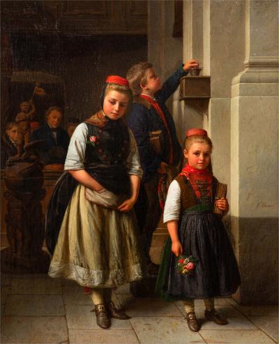 Rare German Antique Painting After Church by Karl Friedrich Boser circa 1860