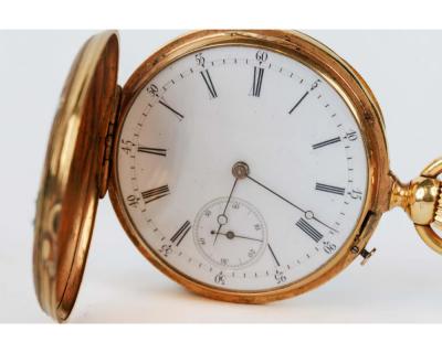 Rare Gold and Enamel Presentation Pocket Watch with Portrait of Naser Shah