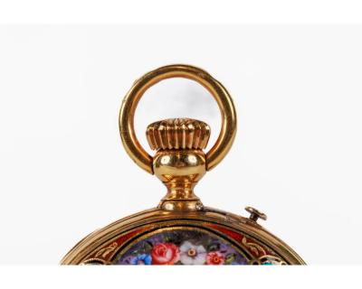 Rare Gold and Enamel Presentation Pocket Watch with Portrait of Naser Shah