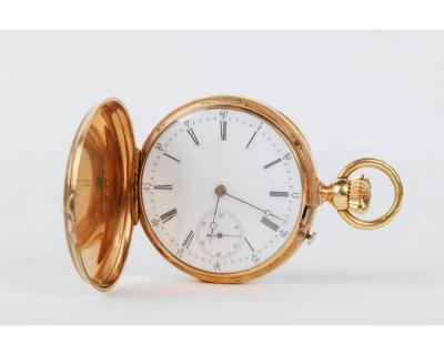 Rare Gold and Enamel Presentation Pocket Watch with Portrait of Naser Shah