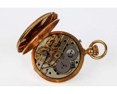 Rare Gold and Enamel Presentation Pocket Watch with Portrait of Naser Shah