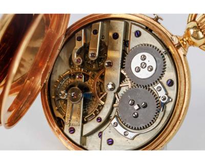 Rare Gold and Enamel Presentation Pocket Watch with Portrait of Naser Shah